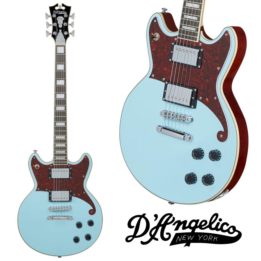 D'Angelico Premier Brighton -Sky Blue Top Natural Mahogany Back