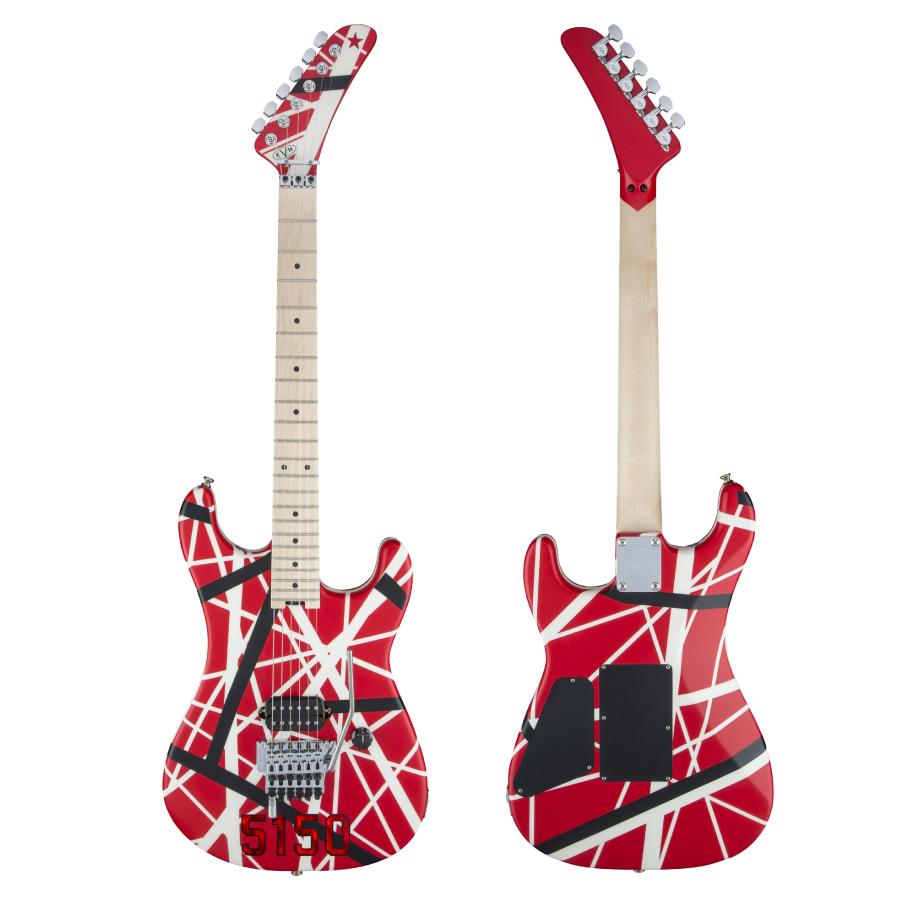 ギター EVH Striped Series 5150 EVH Striped Series 5150 - Red with Black and White Stripes / Maple
