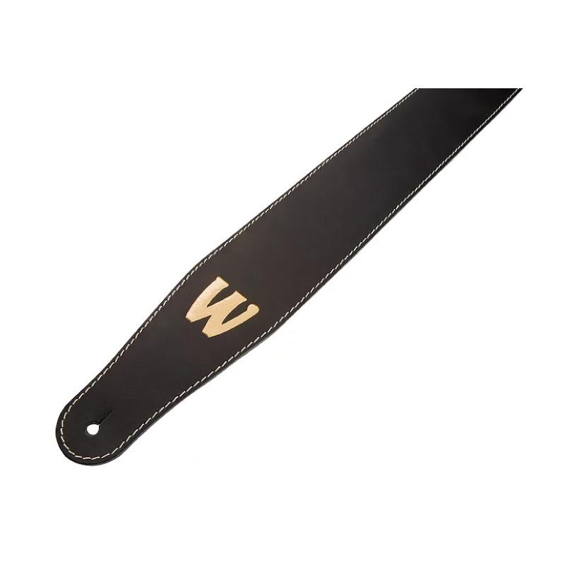 Warwick Teambuilt Genuine Leather Bass Strap Black / Gold Embossing