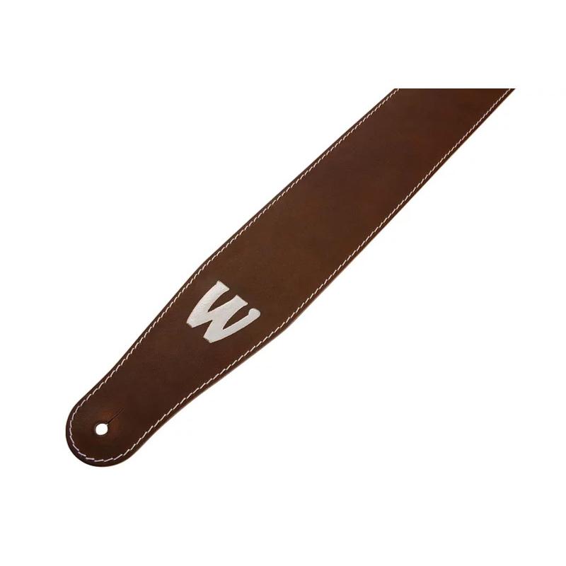 Warwick Teambuilt Genuine Leather Bass Strap -Brown / Silver Embossing- │ ギター/ベースストラップ｜guitarplanet｜02