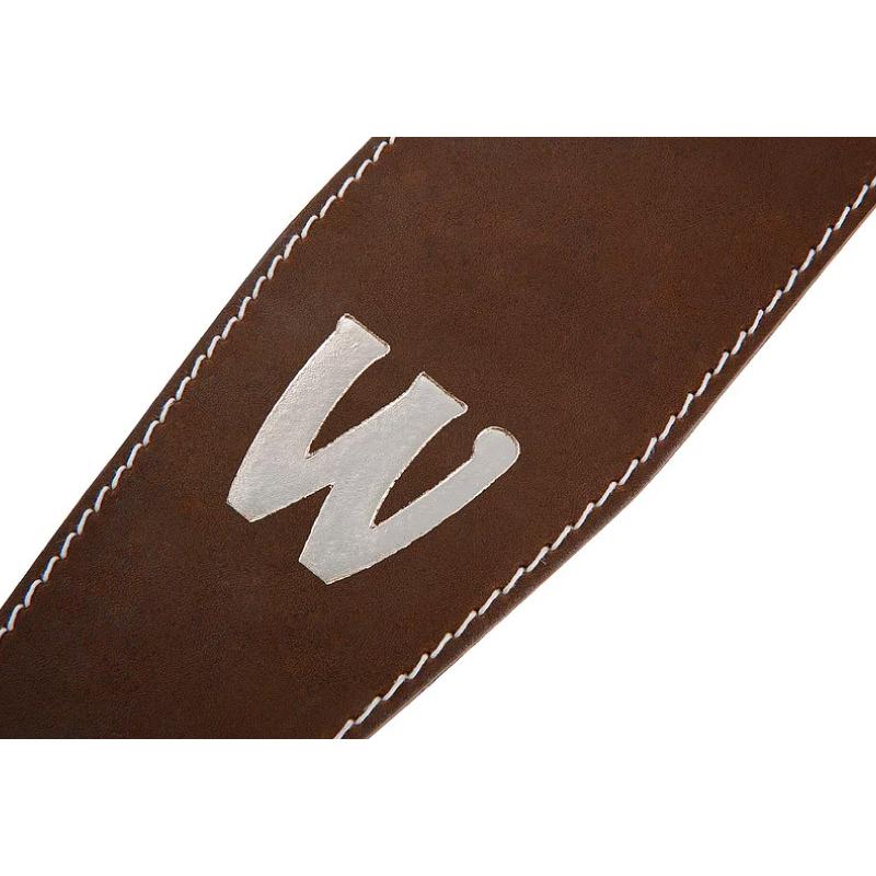 Warwick Teambuilt Genuine Leather Bass Strap -Brown / Silver Embossing- │ ギター/ベースストラップ｜guitarplanet｜03