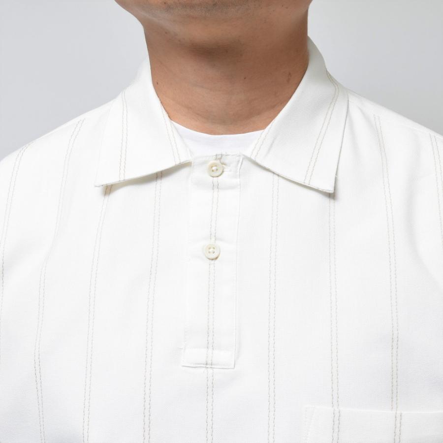 moncao（モンサオ）コットンシルクステッチストライププルオーバーS/S 