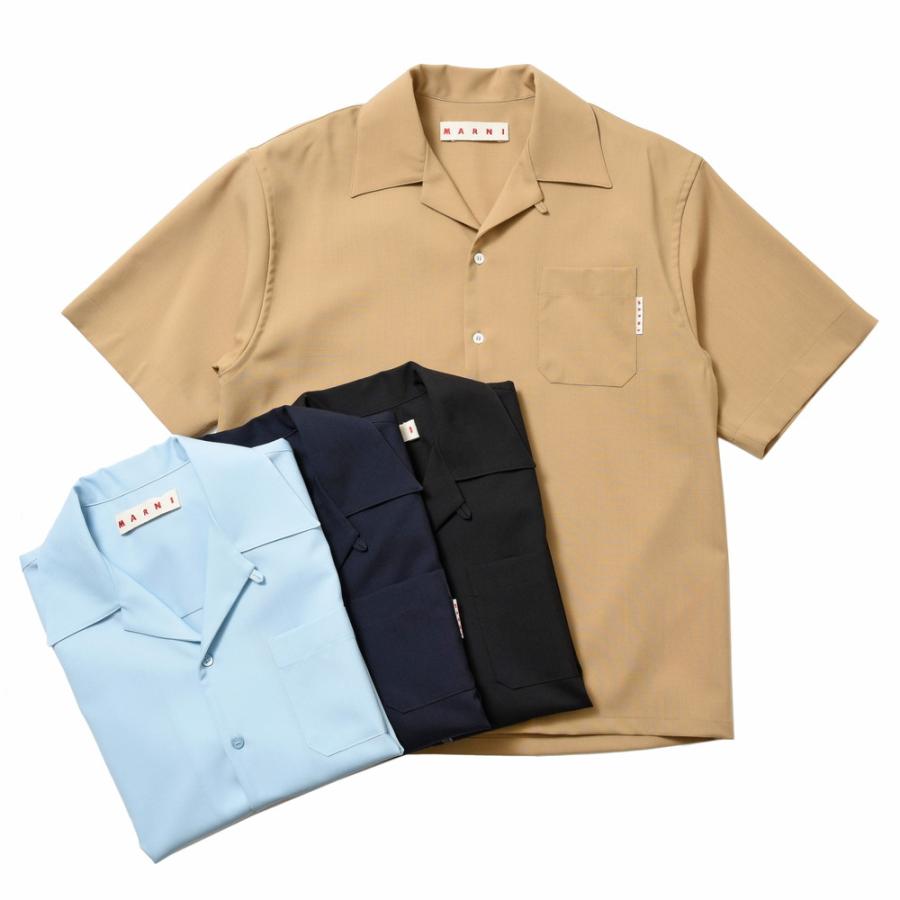MARNI カジュアル シャツ｜マルニ オープンカラーシャツ イタリア製 MARNI（マルニ）ウールトロピカルオープンカラーS/Sシャツ CUMU0213A0