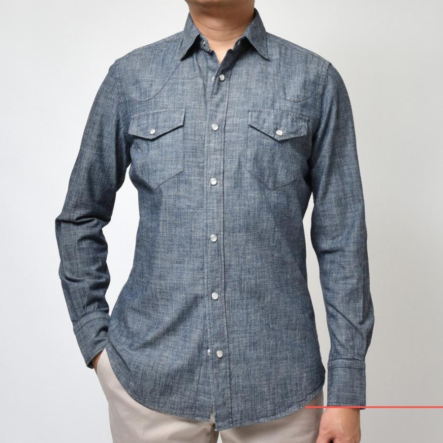 GLANSHIRT（グランシャツ）コットンシャンブレー ウエスタンシャツ 71401(M) 11035303052｜guji｜10