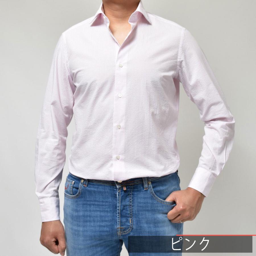 Giannetto（ジャンネット）コットンシアサッカーストライプセミワイド