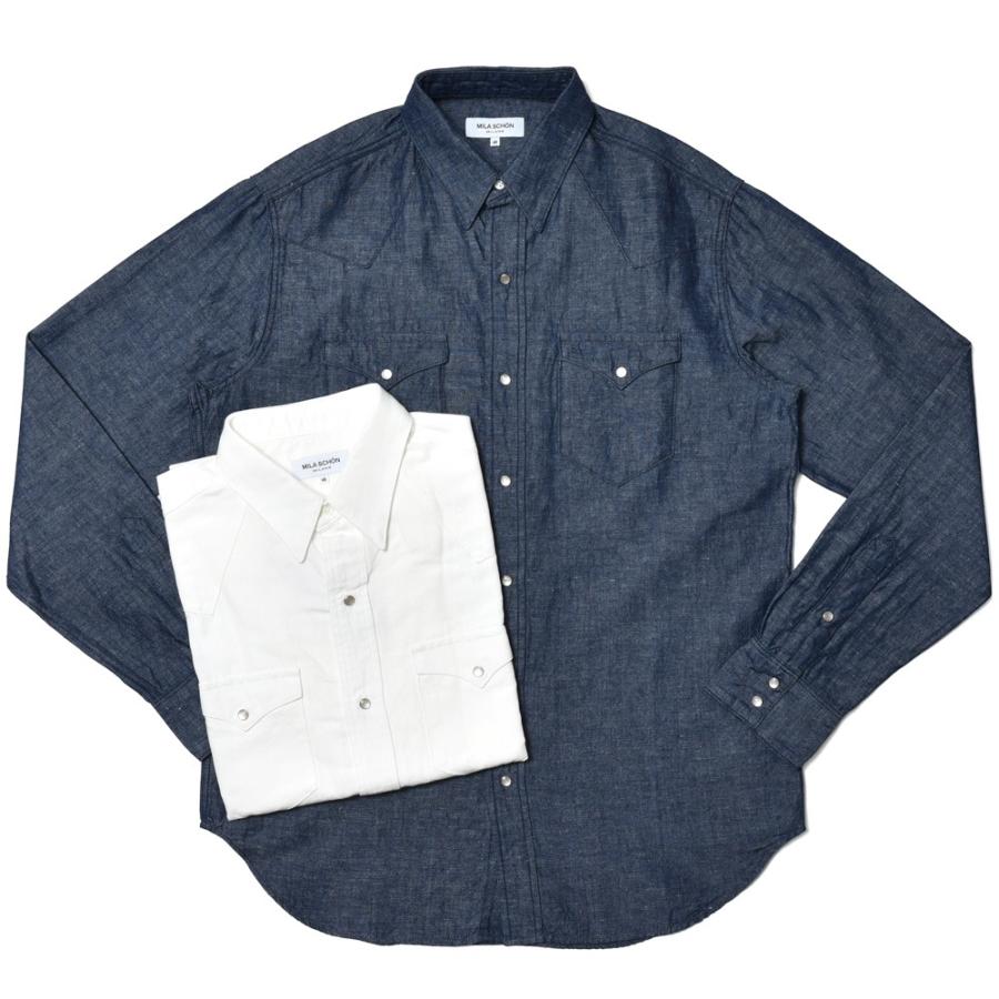MILA SCHON MILANO（ミラ ショーン ミラノ）コットンリネンシャンブレ―ウエスタンシャツ 860741 11045001052 | 