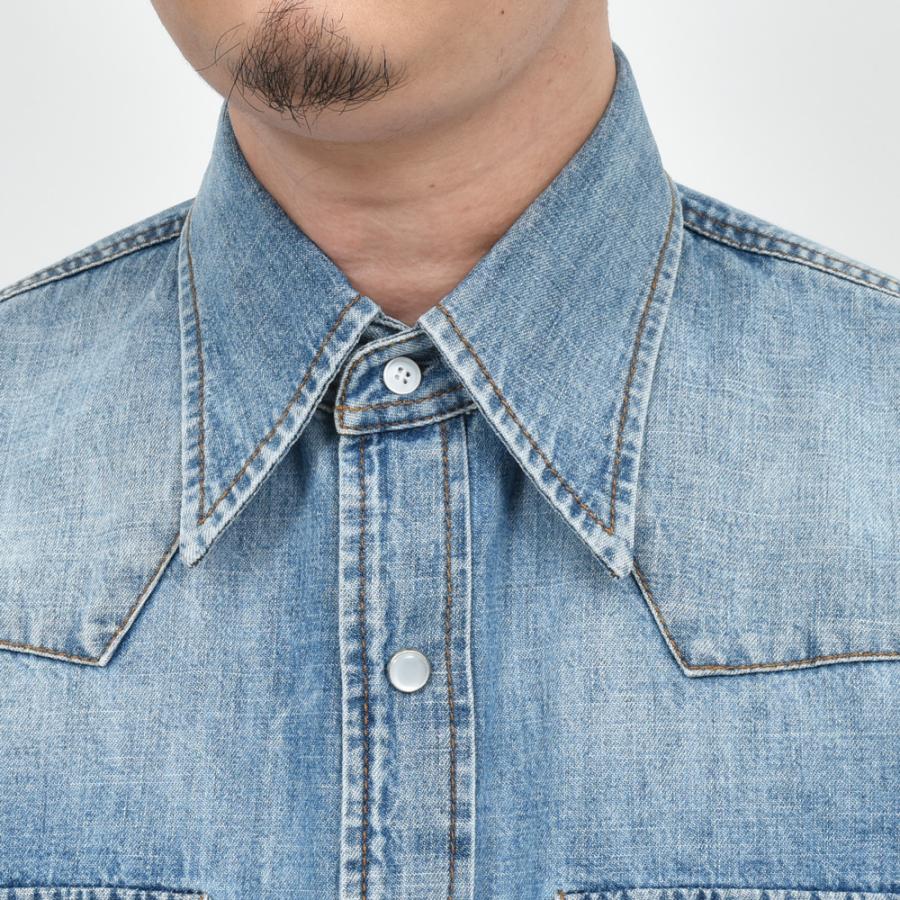 HUSBANDS（ハズバンズ）ウォッシュドコットンウエスタンシャツ HES