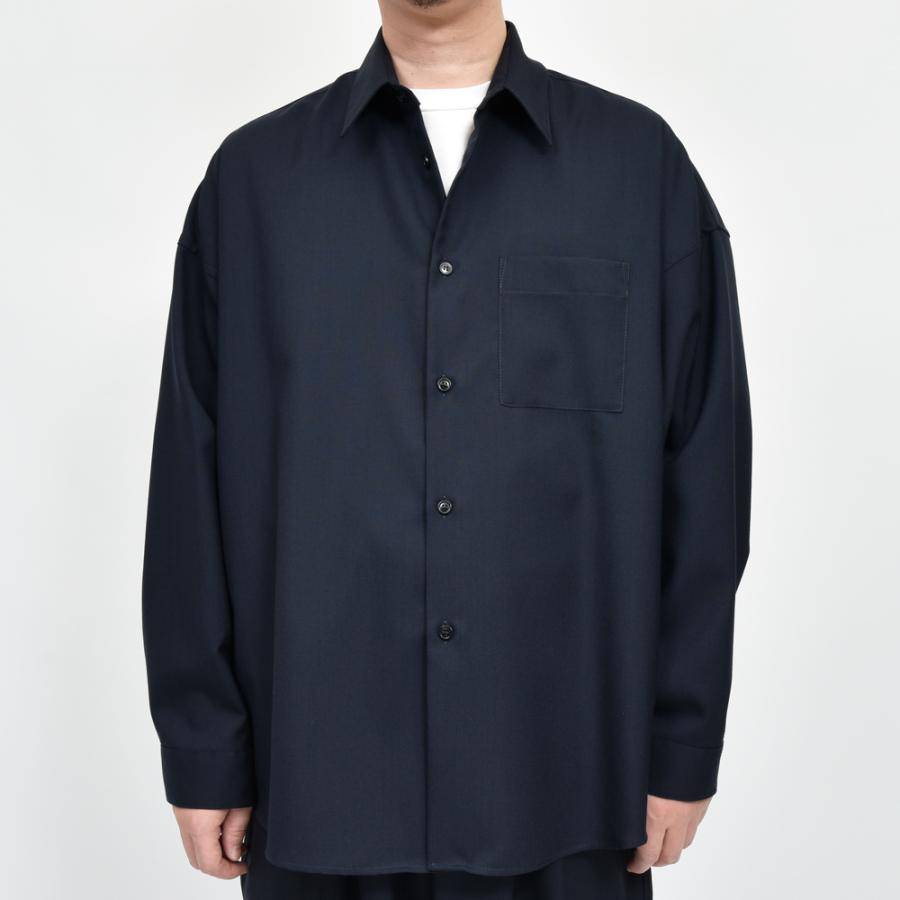 正規品　MARNI トロピカルウールシャツ　44 ネイビー　ほぼ未使用 ディープブルー トロピカルウール製 長袖シャツ | Marni