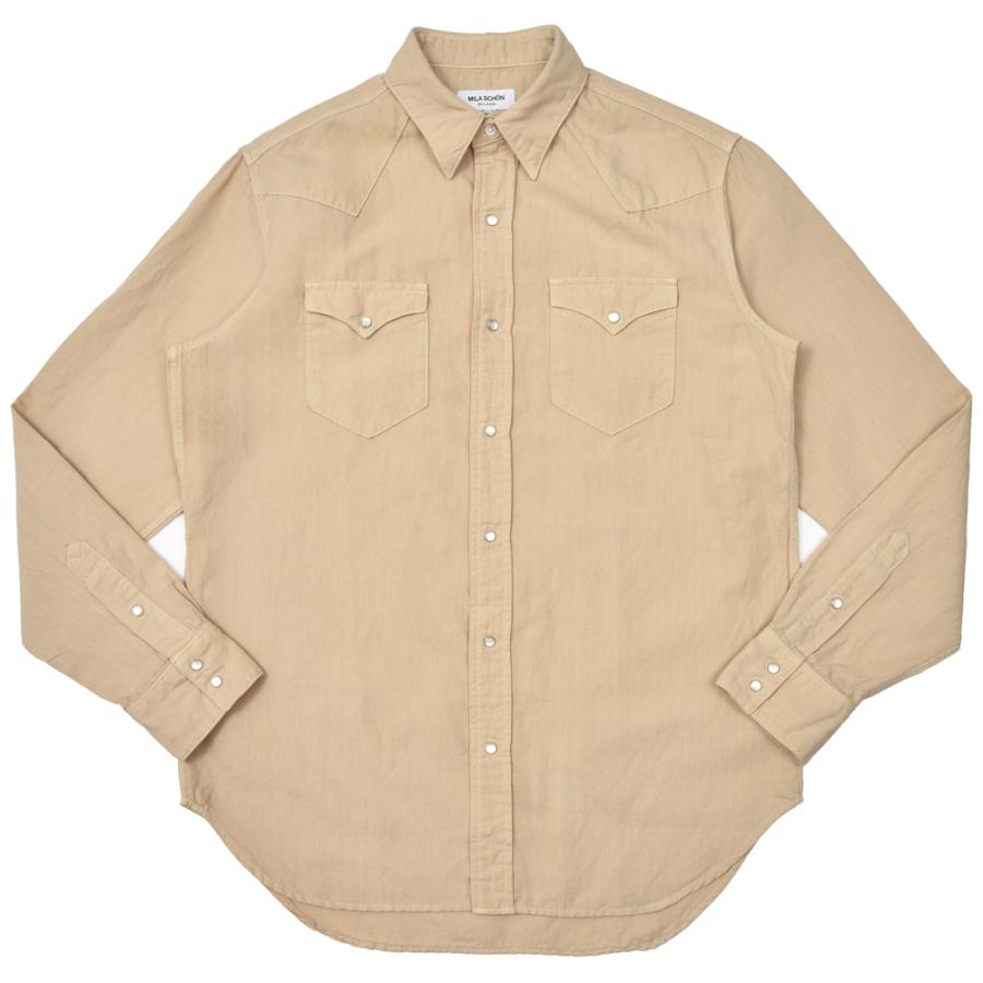MILA SCHON MILANO（ミラ ショーン ミラノ）コットンリネンシャンブレ―ウエスタンシャツ 860741 11055004052 | 