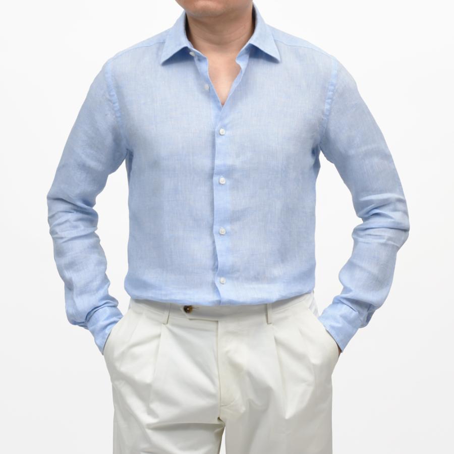 GLANSHIRT（グランシャツ）リネンソリッドセミワイドカラーシャツ 476-51402(M) 11065302052の画像