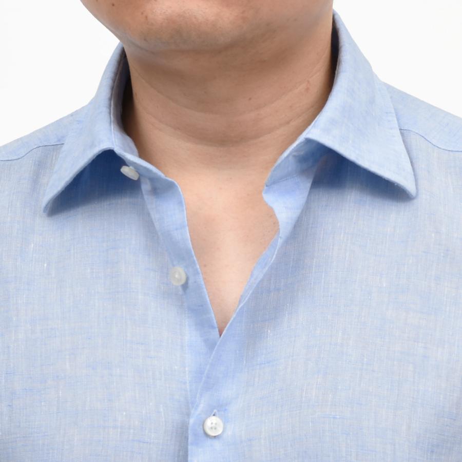 GLANSHIRT（グランシャツ）リネンソリッドセミワイドカラーシャツ 476-51402(M) 11065302052の画像