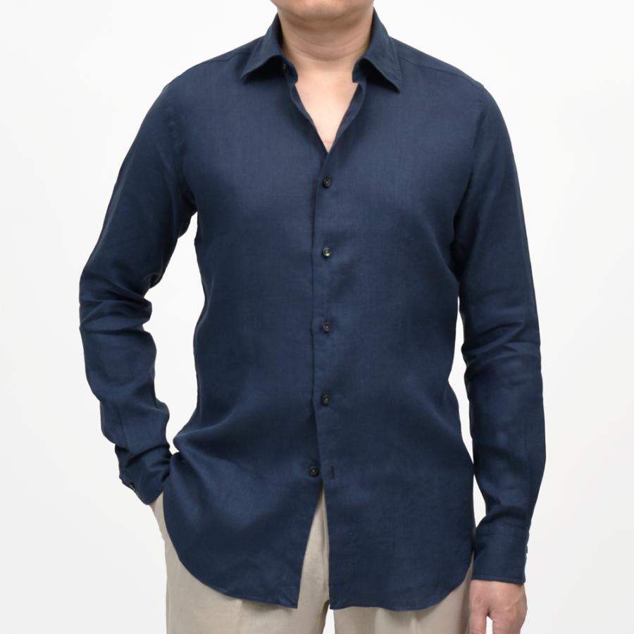 GLANSHIRT（グランシャツ）リネンソリッドセミワイドカラーシャツ 476-51402(M) 11065302052の画像