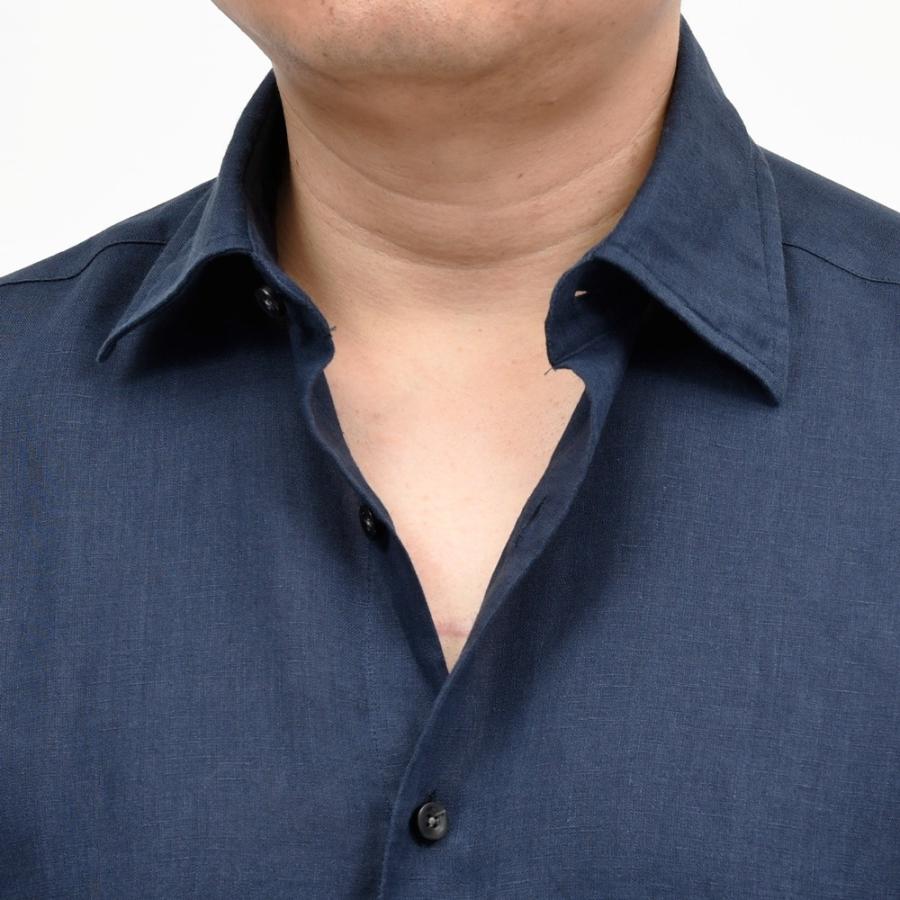 GLANSHIRT（グランシャツ）リネンソリッドセミワイドカラーシャツ 476-51402(M) 11065302052の画像