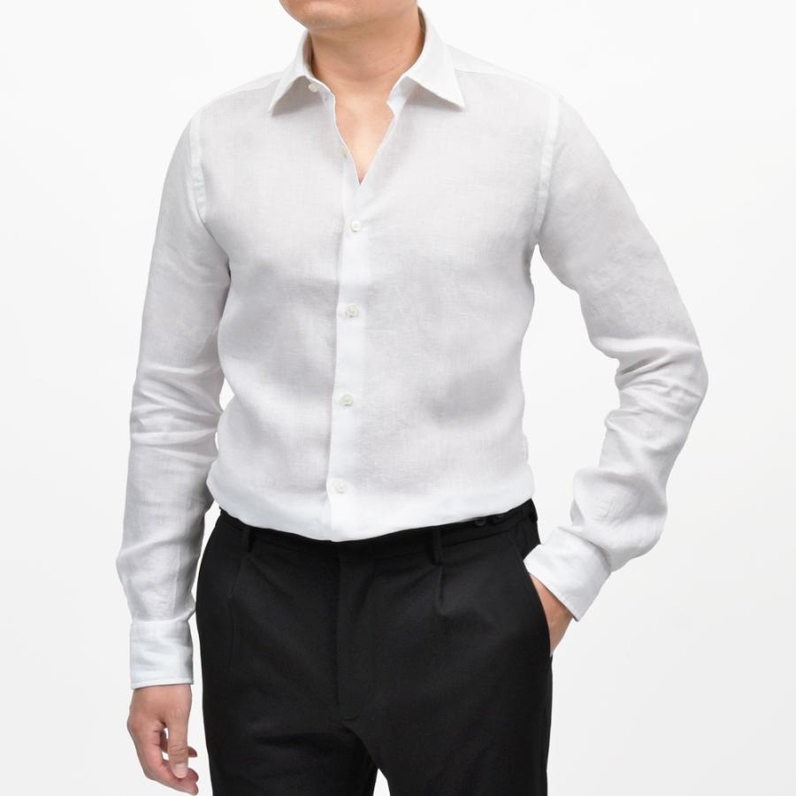 GLANSHIRT（グランシャツ）リネンソリッドセミワイドカラーシャツ 476-51402(M) 11065302052の画像