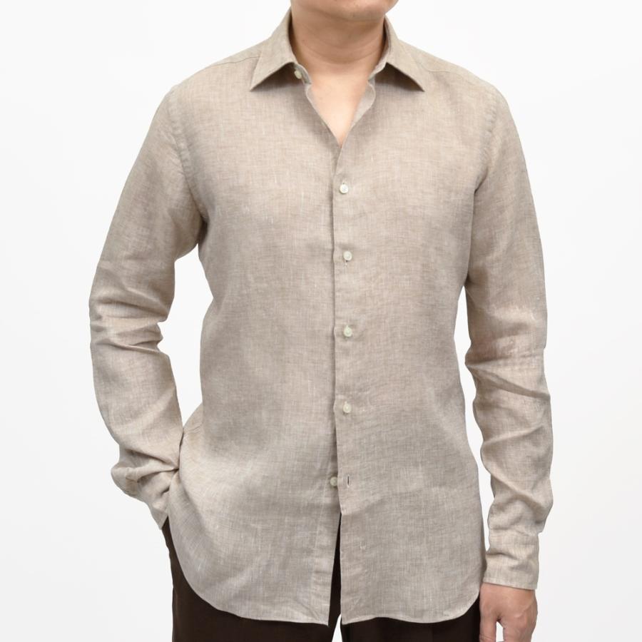 GLANSHIRT（グランシャツ）リネンソリッドセミワイドカラーシャツ 476-51402(M) 11065302052の画像
