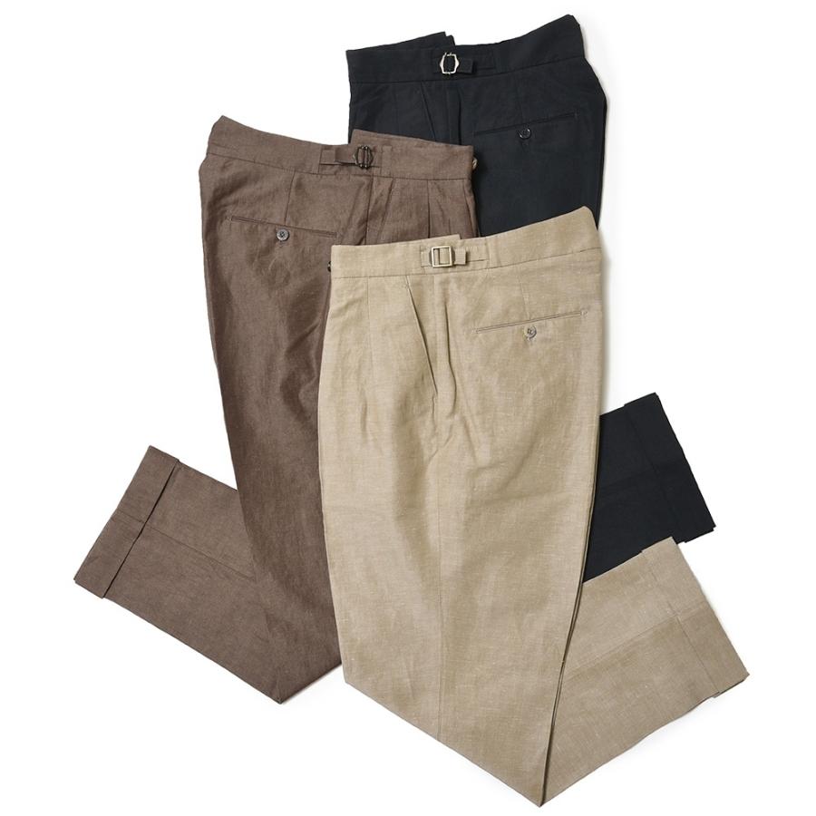 SCOTCHスコッチ コットンリネンソリッド2インプリーツクロップドパンツ BERWICH（ベルウィッチ）SCOTCHスコッチ コットンリネンソリッド2イン