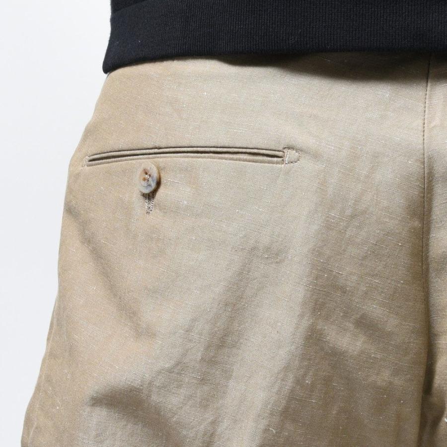 SCOTCHスコッチ コットンリネンソリッド2インプリーツクロップドパンツ
