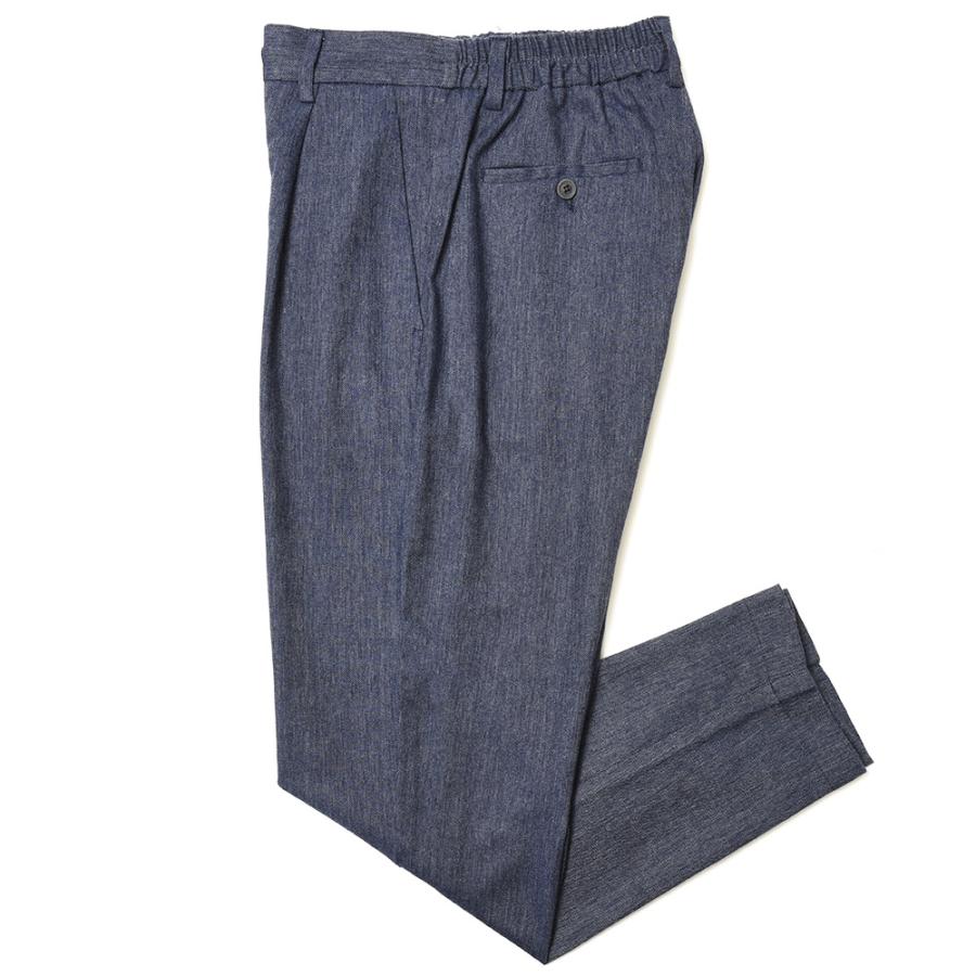 T-JACKET（ティージャケット）ストレッチデニムライクコットンリネン1プリーツテーパードシャーリングパンツ 81071004 13035004065 | 