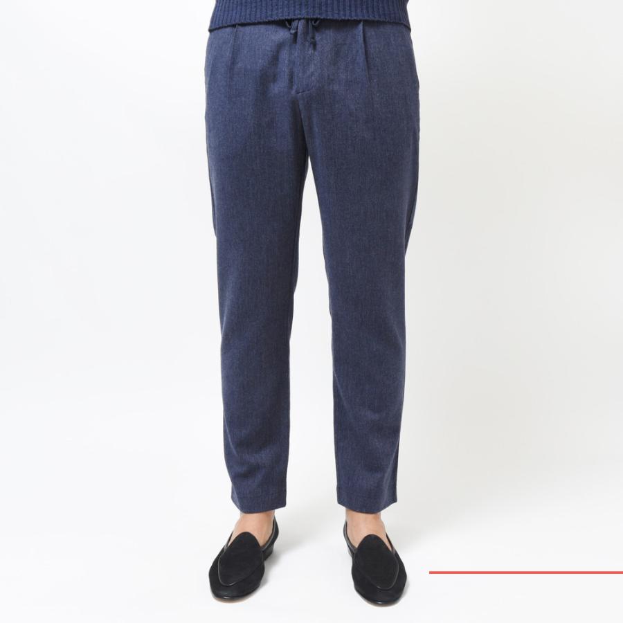 T-JACKET（ティージャケット）ストレッチデニムライクコットンリネン1プリーツテーパードシャーリングパンツ 81071004 13035004065 |  | 01