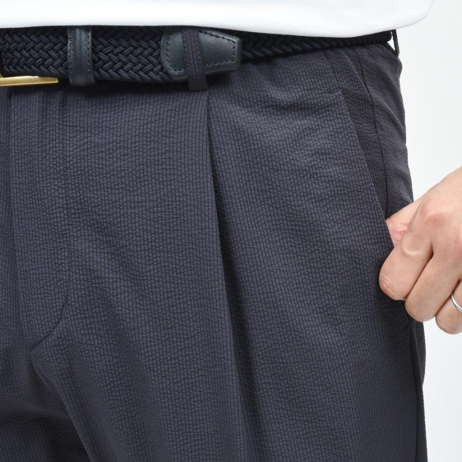 HERNO（ヘルノ） テックシアサッカー1プリーツシャーリングパンツ ネイビー HERNO（ヘルノ） テックシアサッカー1プリーツシャーリングパンツ