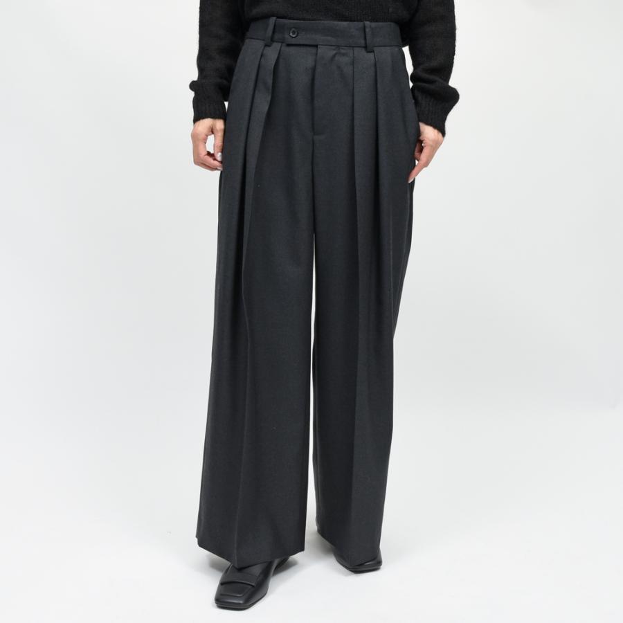LA COLLECTION（ラ コレクション）ウールサージ2インプリーツワイドパンツ IRA TROUSERS genderless 13052701039の画像