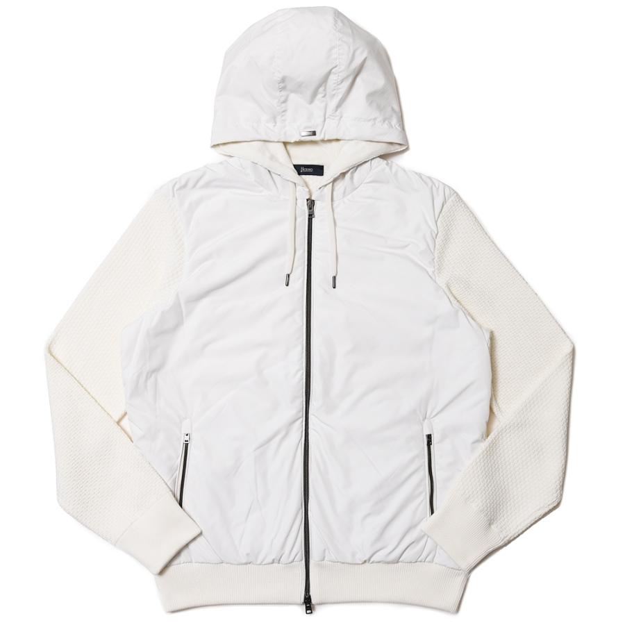 HERNO WRバデッドポリエステル×ハニカムコットンニットジップ 