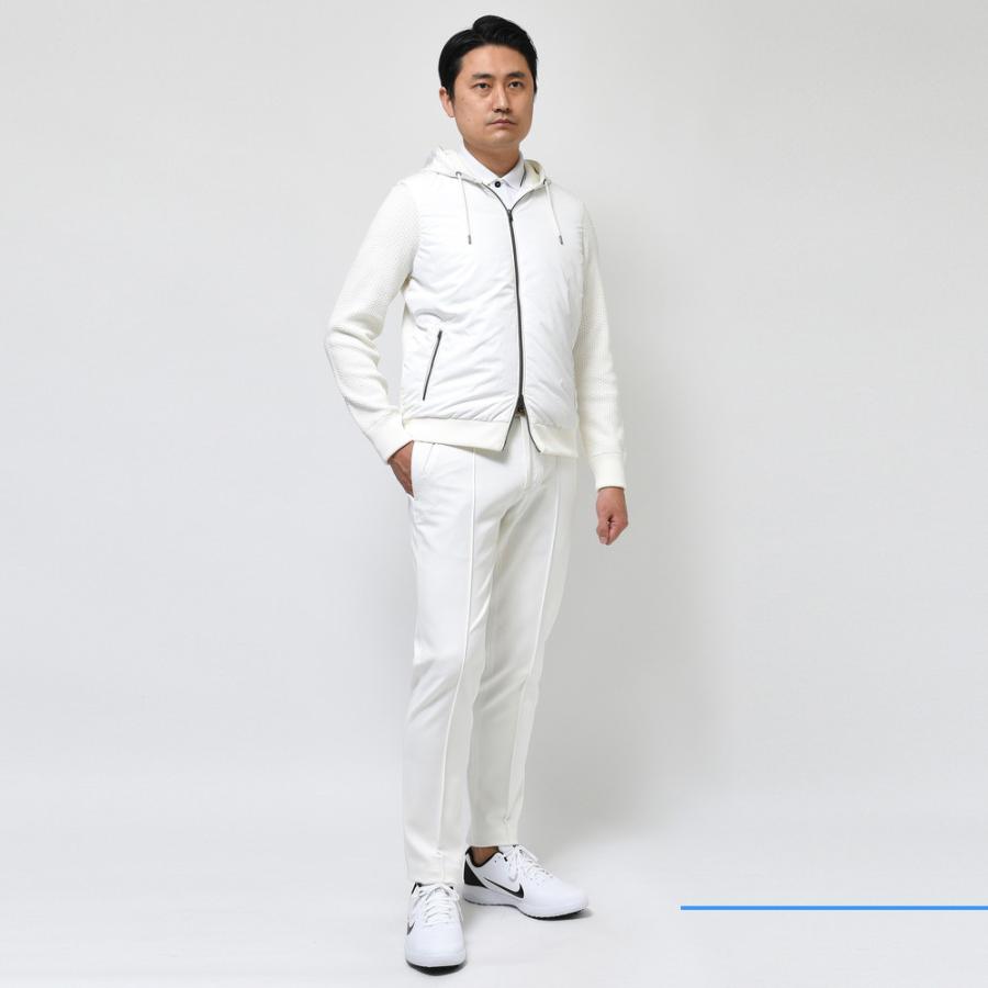 HERNO WRバデッドポリエステル×ハニカムコットンニットジップ 