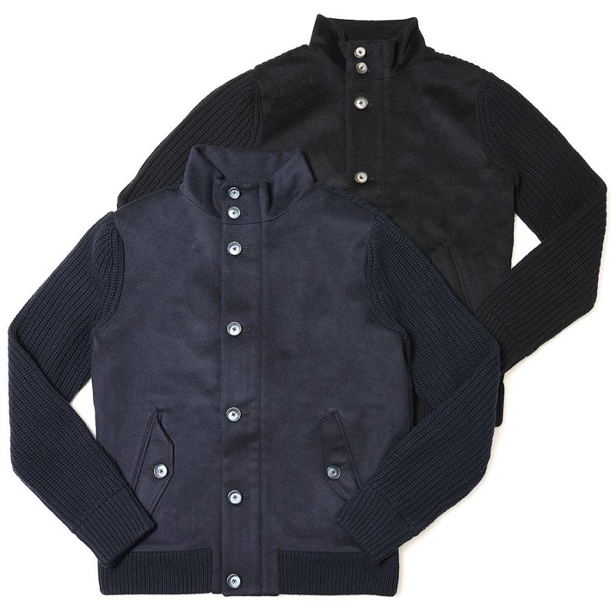 HERNO（ヘルノ）ウールカシミアフランネル×フィッシャーマンリブニット 