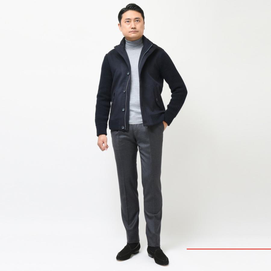 HERNO（ヘルノ）ウールカシミアフランネル×フィッシャーマンリブニット 