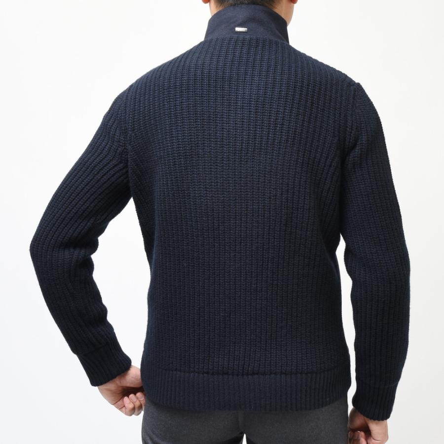 HERNO（ヘルノ）ウールカシミアフランネル×フィッシャーマンリブニット 