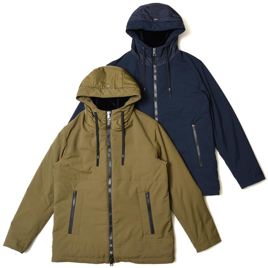 HERNO（ヘルノ）ウォーターレペレントポリエステルタスランファーライニングフーディーブルゾン GC000072U-12343+12004 ...
