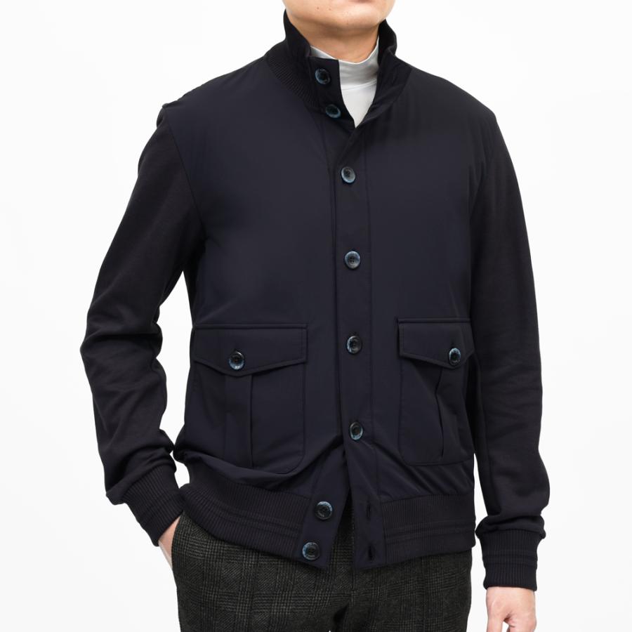 HERNO（ヘルノ）RESORTリゾート ウォーターレペレントナイロン×コットンジャージハイブリッドスタンドカラーブルゾン JC00017UR-52107 14052600132の画像
