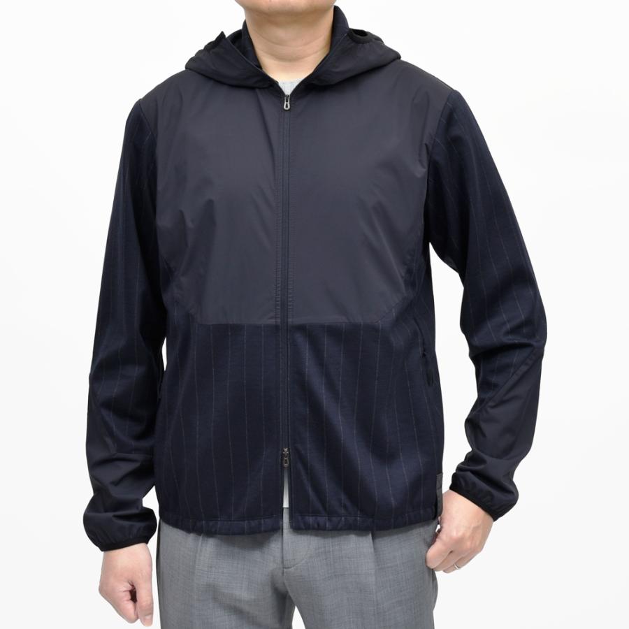 SEASE（シーズ）ZIPPED FOODIE HYBRID ウールジャージチョークストライプハイブリッドジップフーディー WH049TJ232 14061001039の画像