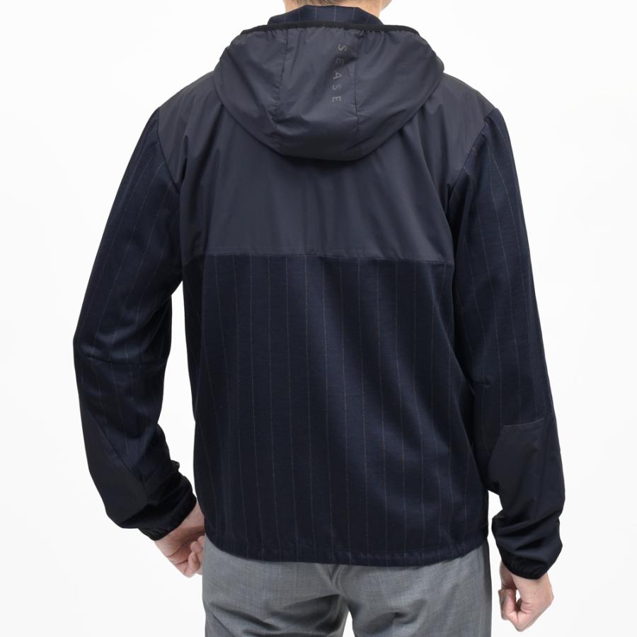 SEASE（シーズ）ZIPPED FOODIE HYBRID ウールジャージチョークストライプハイブリッドジップフーディー WH049TJ232 14061001039の画像