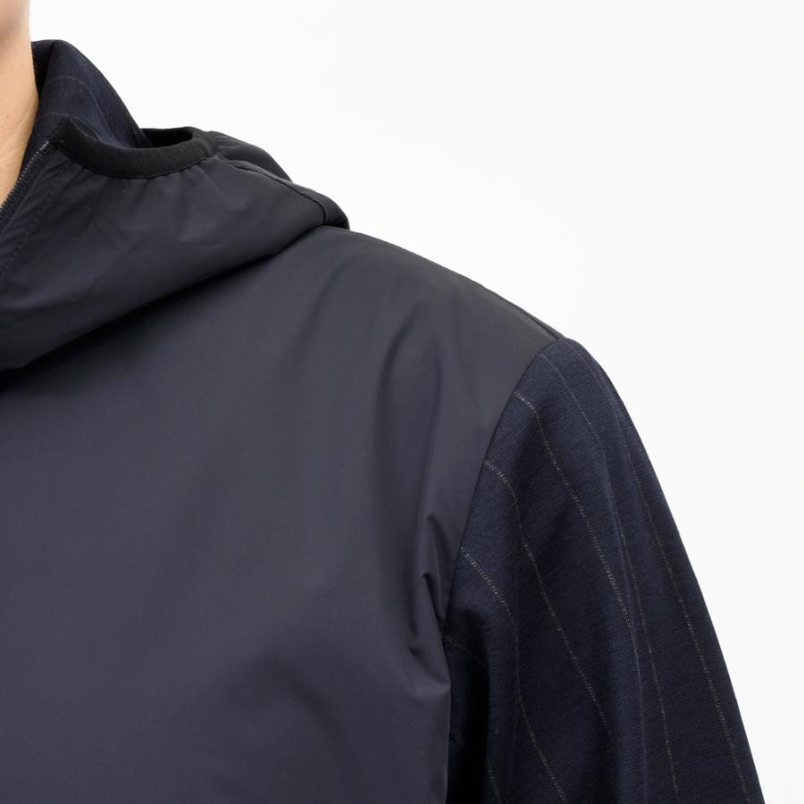 SEASE（シーズ）ZIPPED FOODIE HYBRID ウールジャージチョークストライプハイブリッドジップフーディー WH049TJ232 14061001039の画像