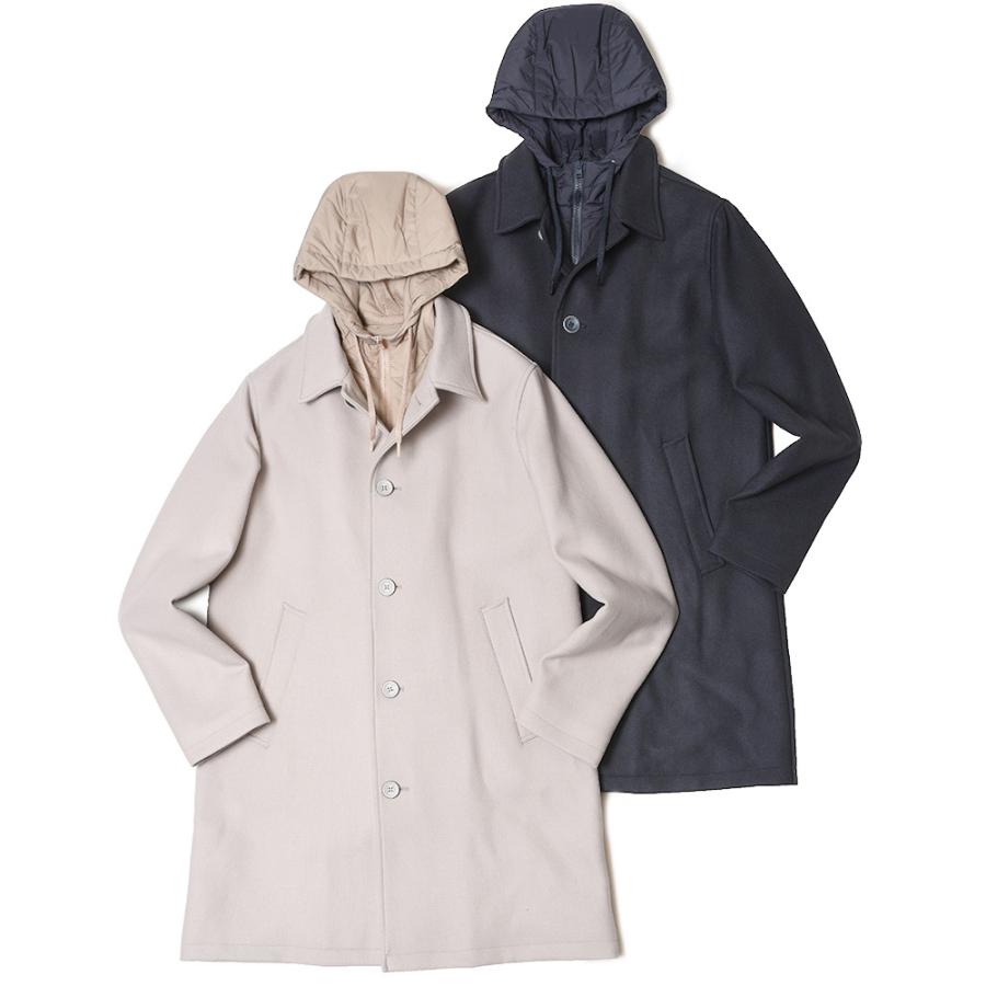 HERNO ダイアゴナルライトツィードデタッチャブルフーディーバルカラーコート HERNO（ヘルノ）ウールナイロンダイアゴナルライトツィード