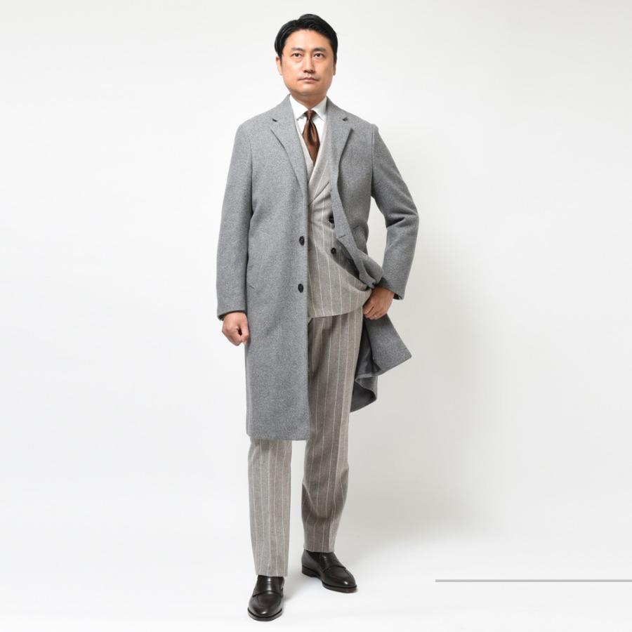 【SALE30％】GIANFRANCO BOMMEZZADRI（ジャンフランコ ボメザドリ）ウールカシミアダイアゴナルソフトツィードチェスターフィールドコートの画像