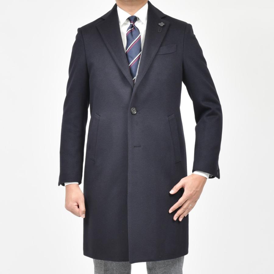 美品 ラルディーニ チェスターコート 42 ネイビー LARDINI（ラルディーニ）SPECIALスペシャル ウールフランネル