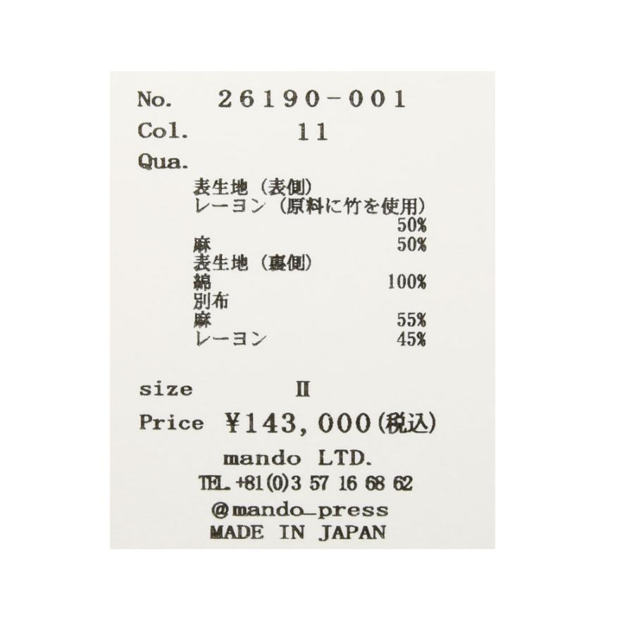 mando（マンド)レーヨンリネンバルカラーコート 26190-001 14161400037の画像