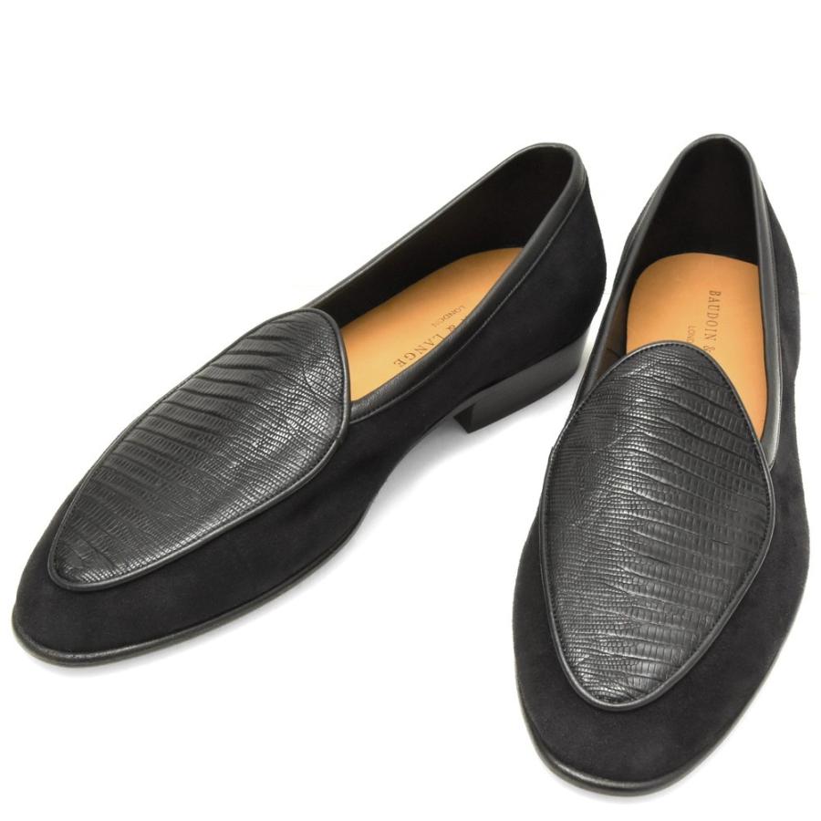 【SALE40％】BAUDOIN & LANGE（ボードイン アンド ランジ）リザード×ゴートスエードベルジャンシューズ LIZARD LOFER SUEDE 15001002136の画像