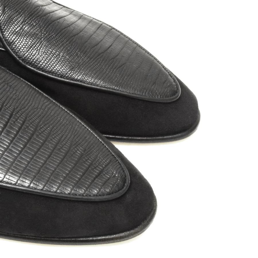 【SALE40％】BAUDOIN & LANGE（ボードイン アンド ランジ）リザード×ゴートスエードベルジャンシューズ LIZARD LOFER SUEDE 15001002136の画像