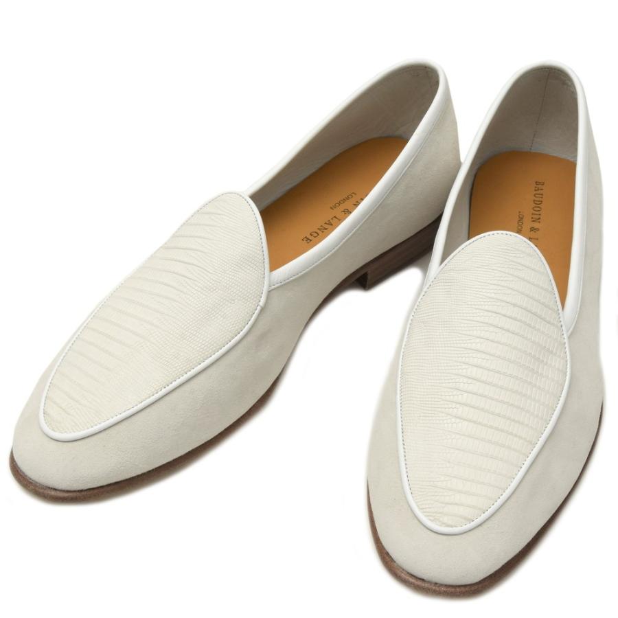 【SALE40％】BAUDOIN & LANGE（ボードイン アンド ランジ）リザード×ゴートスエードベルジャンシューズ LIZARD LOFER SUEDE 15001002136の画像
