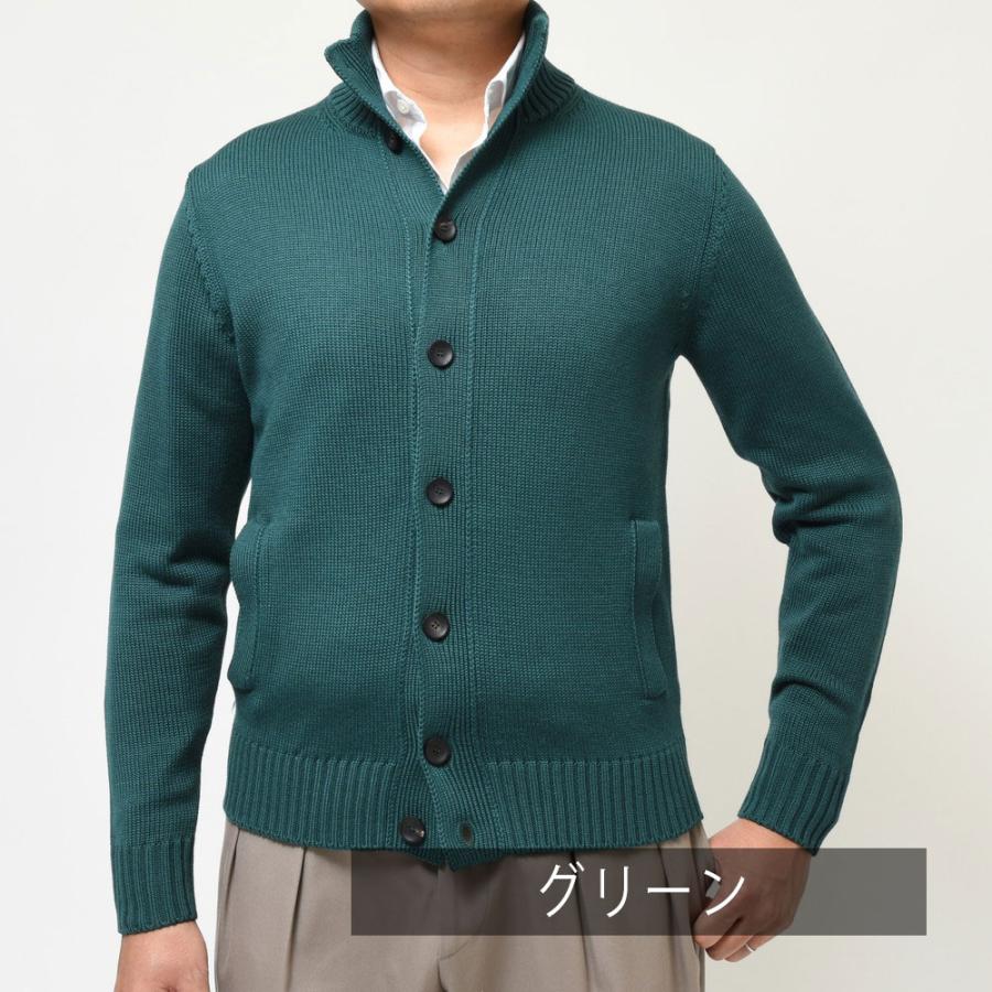 美品⭐️ZANONE CHIOTO 5ゲージ ニット カーディガン ウール 紺 M ZANONE（ザノーネ）5ゲージウールソリッドスタンドカラーニット