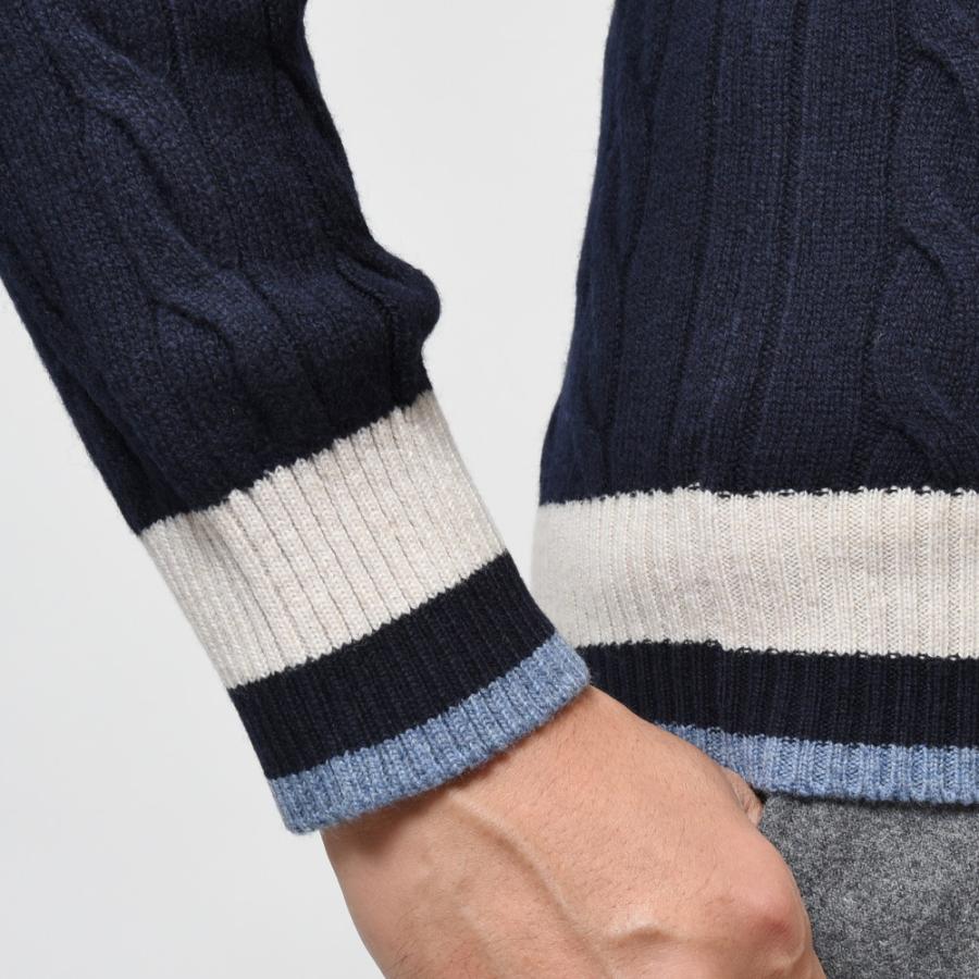 GRAN SASSO（グランサッソ）8ゲージウールVネックチルデンニット 23183