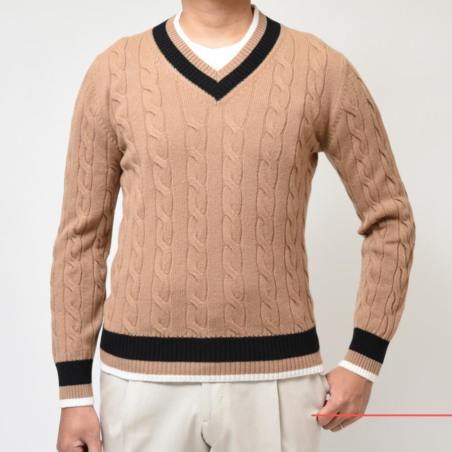 GRAN SASSO（グランサッソ）8ゲージウールVネックチルデンニット 23183