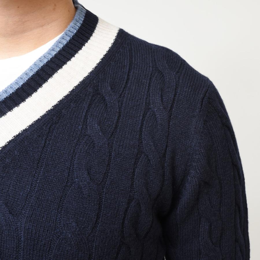 GRAN SASSO（グランサッソ）8ゲージウールVネックチルデンニット 23183