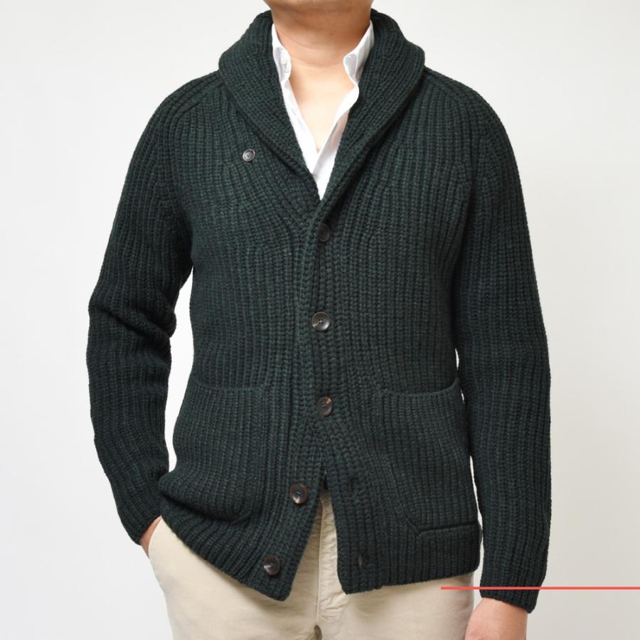 ザノーネ　ウールニット　カーディガン48 ZANONE（ザノーネ）5ゲージウールフィッシャーマンリブショールカラー