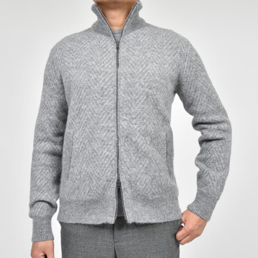 HERNO（ヘルノ）RESORTリゾート アルパカウールナイロンヘリンボーンスタンドカラージップニットブルゾン MC00037UR-70208 16042001132の画像