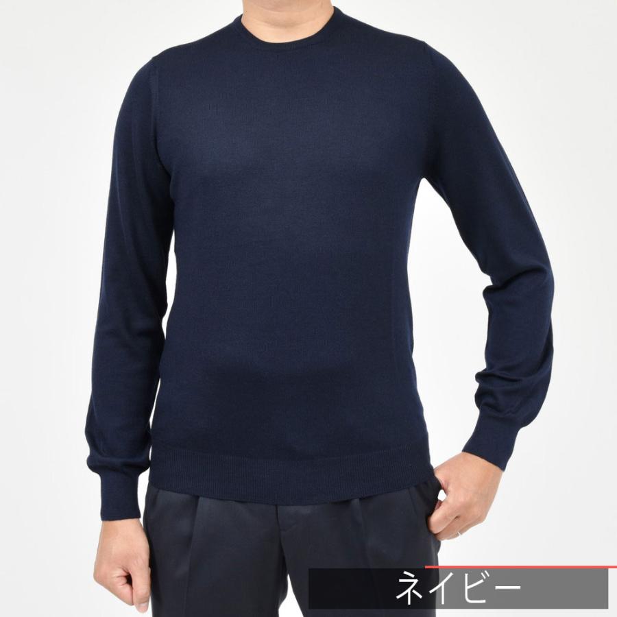グランサッソバージンウールクルーネックニットネイビー52