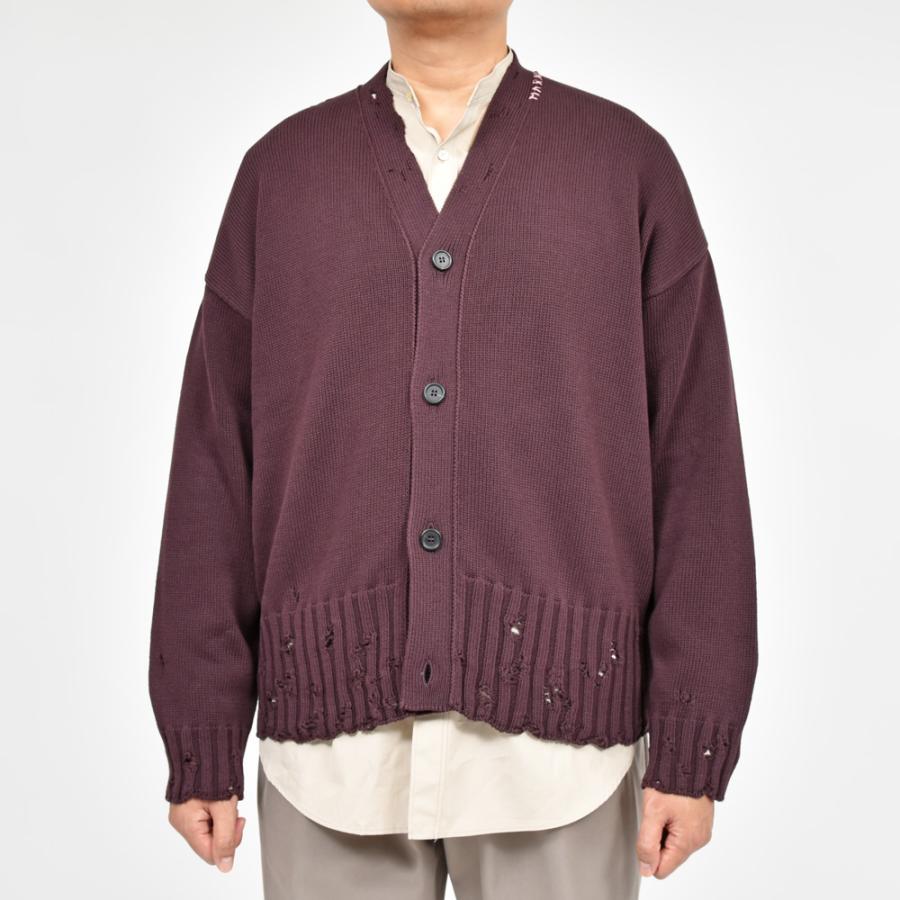 新品 MARNI ダメージ ニット カーディガン メンズ マルニ シャツ ウール